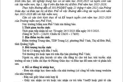 Thông báo về việc tuyển sinh năm học 2025-2026.